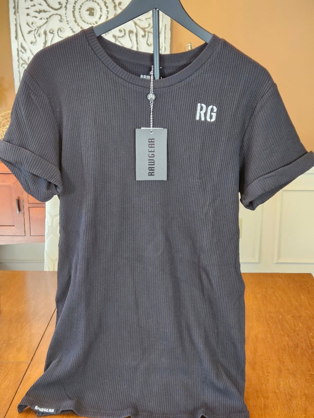 RawGear Men's Ribbed T-Shirt, Black, Sz L